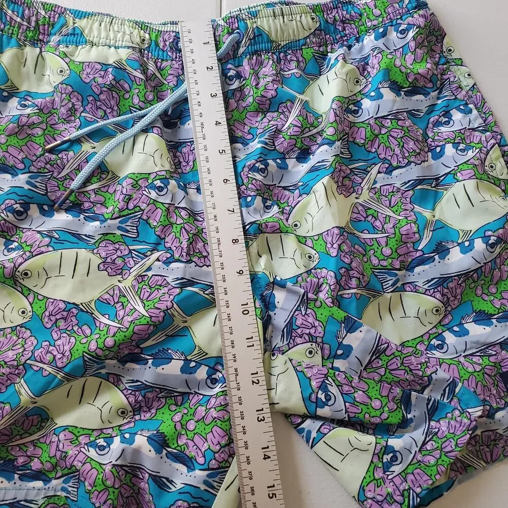 Vineyard Vines Shorts Mens Medium Blue Fish Swim Trunks Board Shorts